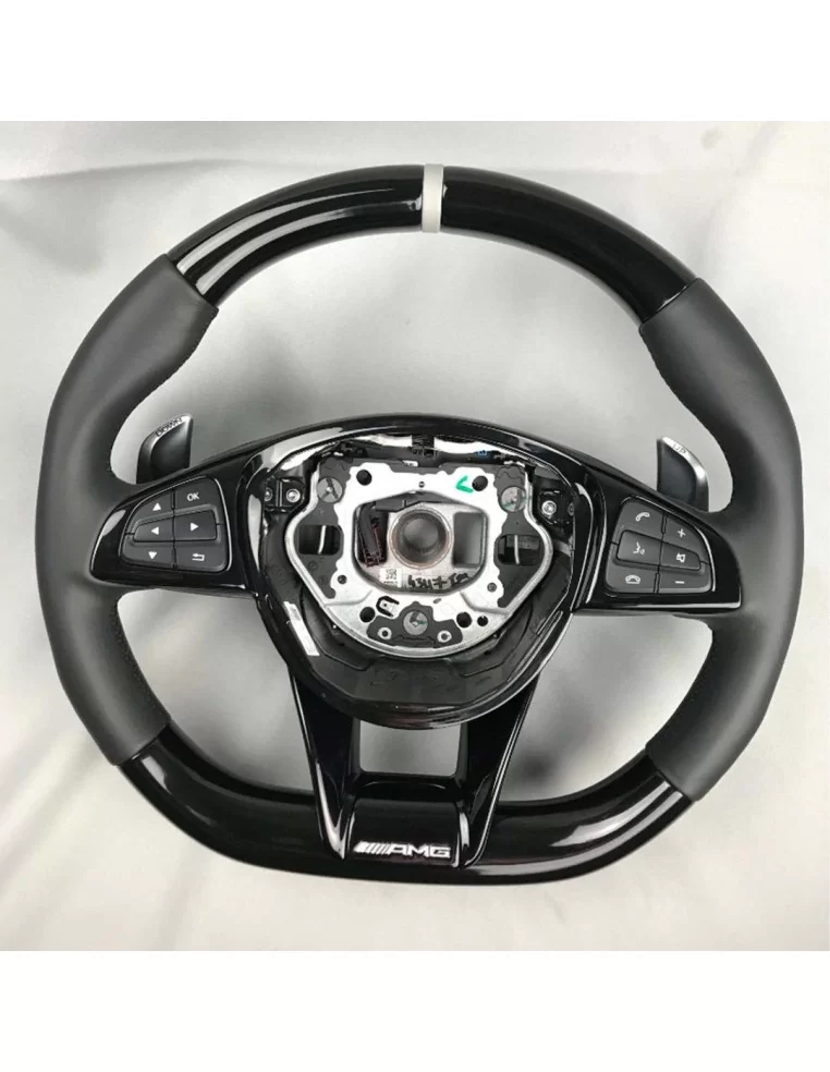  - Steering Wheels - Skórzana kierownica AMG w kolorze fortepianowej czerni dla Mercedes-Benz Klasy C Klasy E W205 W213 - 1 - Sk