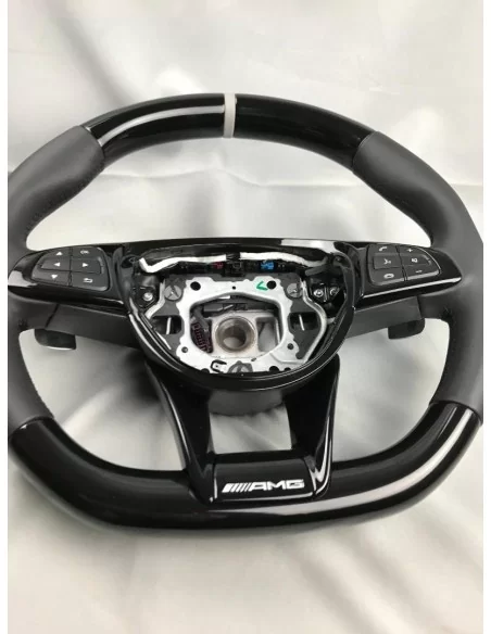  - Steering Wheels - Piano Black Leather AMG steering wheel for Mercedes-Benz C-Class E-Class W205 W213 - 5 - Enhance your Merce