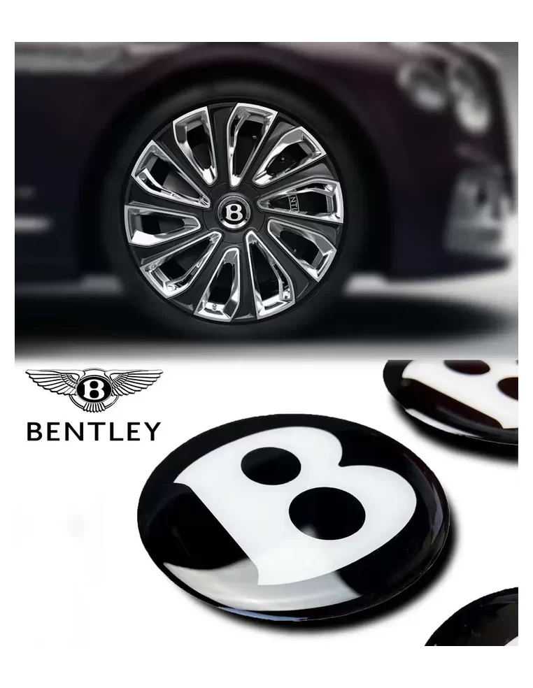  - logo & Emblems - Radmittekappen Aufkleber Embleme Bentley 4er Set - 1 - Veredeln Sie Ihren Bentley mit hochwertigen Radkappen