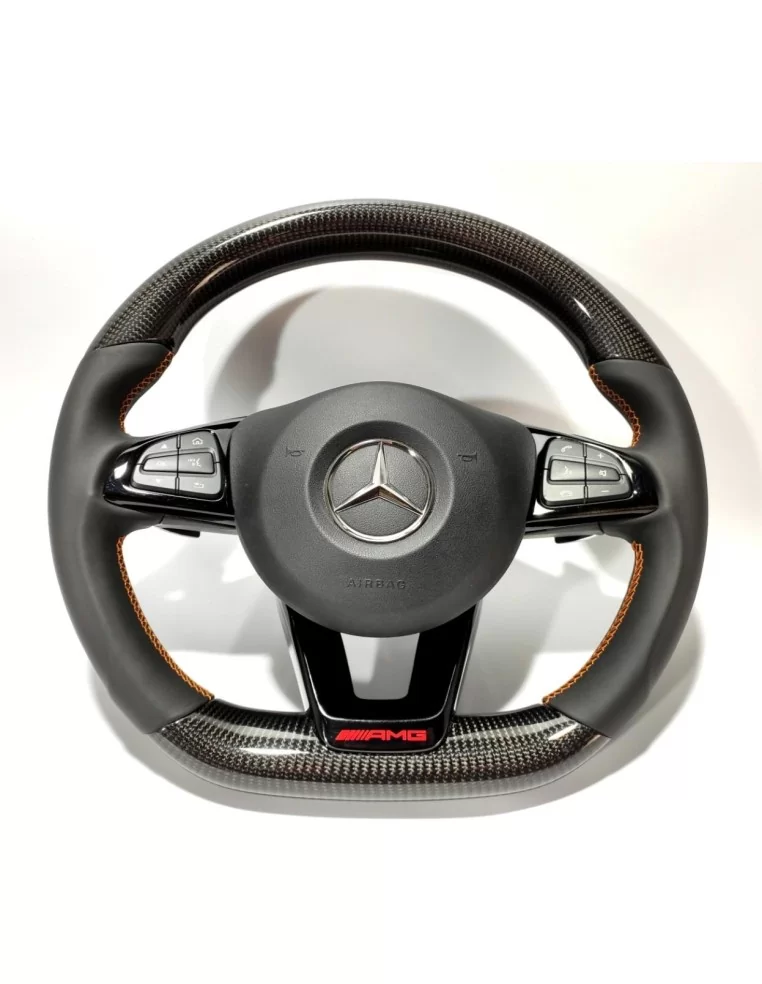  - Steering Wheels - Mercedes-Benz GLE GLC GLS C CLA W205 W166 X166 Steering Wheel Carbon Leather - 1 - Enhance your Mercedes-Be