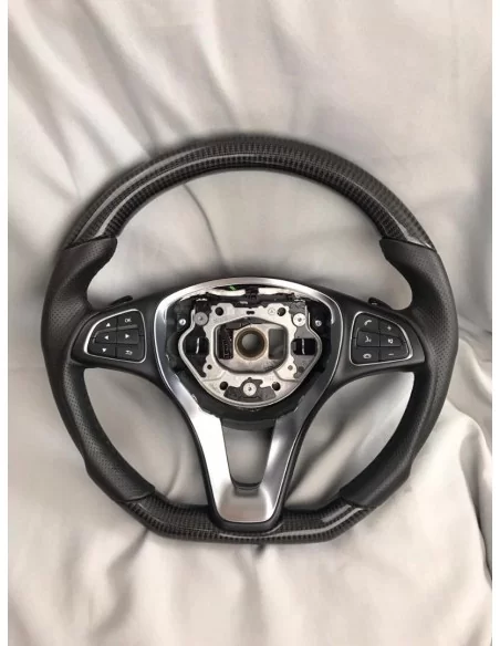  - Steering Wheels - Mercedes-Benz GLE GLC GLS C CLA W205 W292 X166 Steering Wheel Piano Black with Leather - 8 - Enhance your M