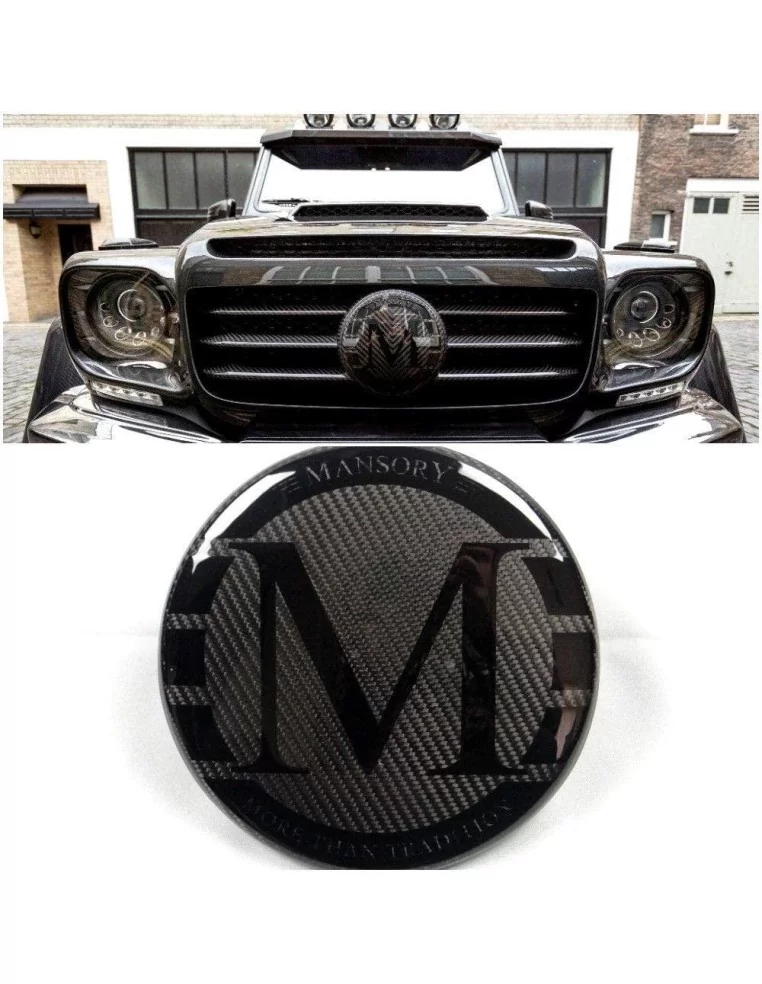  - logo & Emblems - Fibra de carbono Mansory parrilla delantera insignia emblema logotipo para Mercedes-Benz G-Wagon Clase G W46