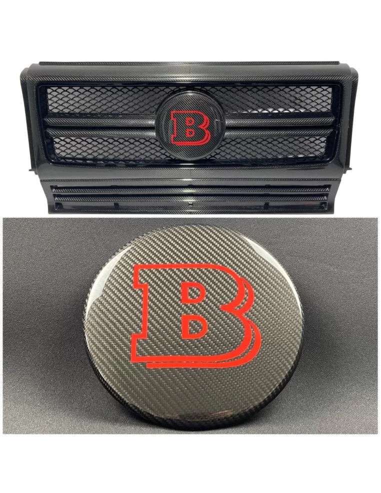  - logo & Emblems - Kohlefaser-Frontgrill rote Plakette Emblem Logo Brabus für Mercedes-Benz G-Wagon G-Klasse W463 - 1 - Veredel