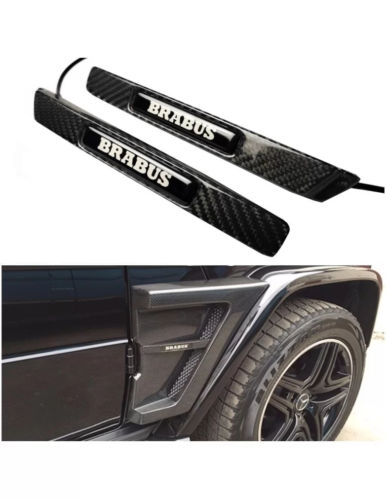  - Logos & Emblems - Carbon fiber Brabus Widestar led illuminated fenders side insertions Mercedes G-Class W463 - 1 - 使用 Carbon 