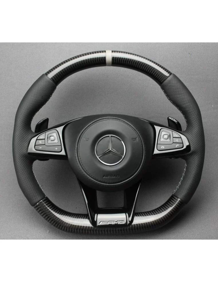  - Steering Wheels - 梅赛德斯-奔驰 W176 C117 W205 W213 X156 W166 W222 S AMG 碳皮方向盘 - 1 - 使用梅赛德斯-奔驰 W176 C117 AMG 碳纤维真皮方向盘，提升您的驾驶体验。时尚、舒