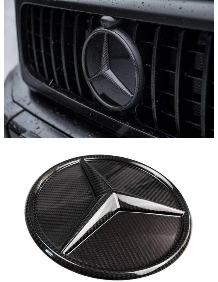  - logo & Emblems - Kohlefaser-Frontgrill Stern massiv Abzeichen Logo-Emblem für Mercedes-Benz W463a W464 G-Klasse G-Wagon - 1 -