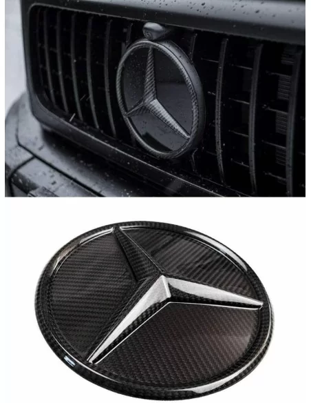  - logo & Emblems - Kohlefaser Frontgrill Stern Stil solide Abzeichen Logo-Emblem für Mercedes-Benz W463 G-Klasse G-Wagon - 1 - 