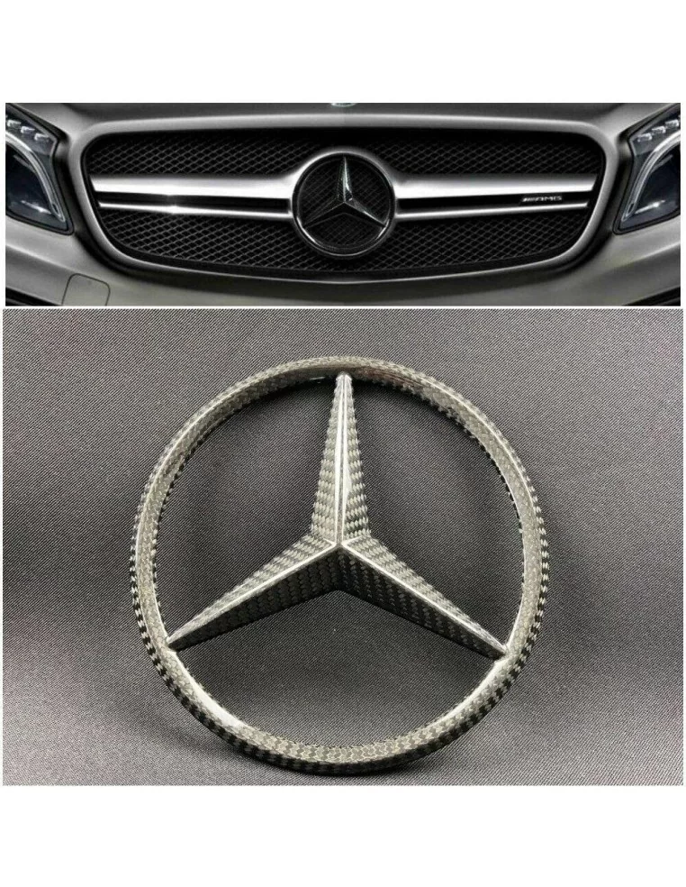  - Logos & Emblems - Carbon fiber front grille star style badge logo emblem for Mercedes-Benz cars - 1 - Buy the Carbon Fiber Fr