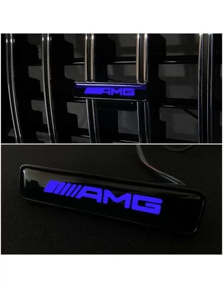  - logo & Emblems - Przedni grill AMG Style BLUE z podświetlanym logo do samochodów Mercedes-Benz - 1 - Kup niebieską plakietkę 