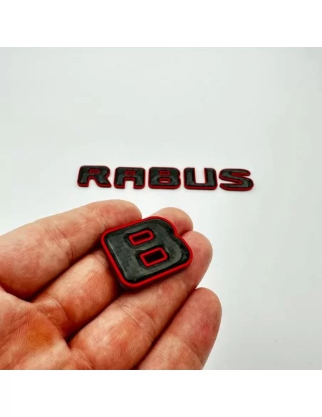  - logo & Emblems - Brabus ROCKET Style Emblem Logo rot metallic mit Carbon für Mercedes-Benz W463A W464 G-Klasse - 13 - Brabus 