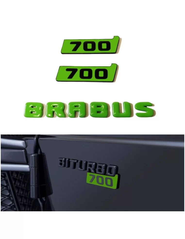  - Logos & Emblems - Metallic Brabus Biturbo 700 green fenders emblem logo badges for Mercedes-Benz W463A W464 G-Class - 1 - Buy