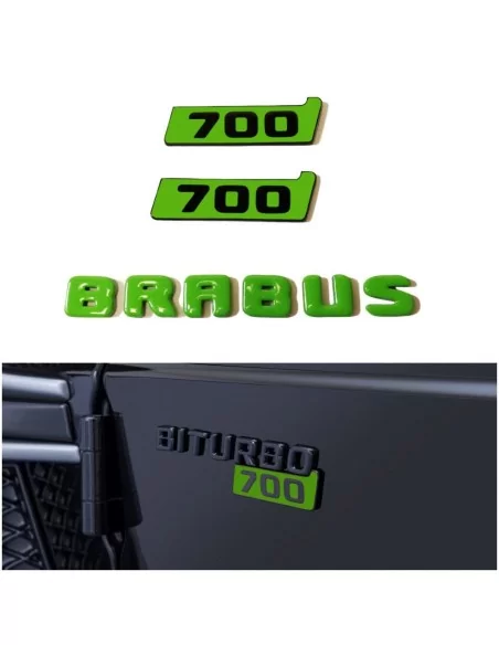  - logo & Emblems - Metaliczne zielone emblematy Brabus Biturbo 700 na błotniki dla Mercedes-Benz W463A W464 G-Class - 1 - Kup m