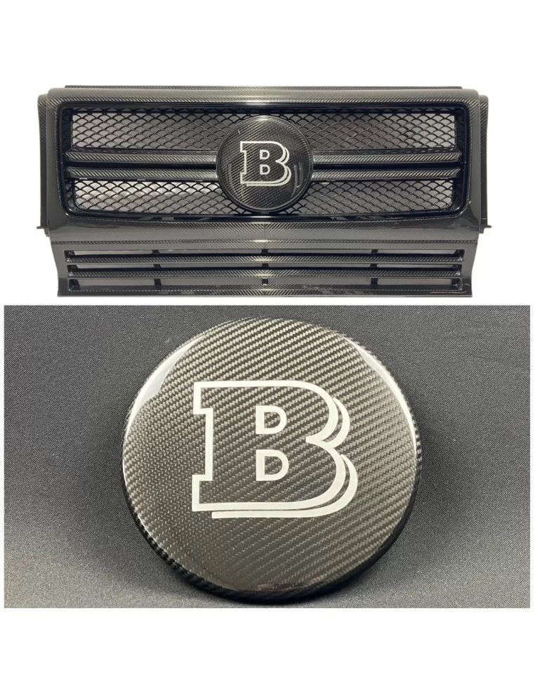  - Logos & Emblems - Carbon fiber front grille grey badge emblem logo Brabus for Mercedes-Benz G-Wagon G-Class W463 - 1 - Buy th