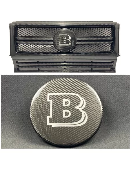  - logo & Emblems - Kohlefaser-Frontgrill grau Abzeichen Emblem Logo Brabus für Mercedes-Benz G-Wagon G-Klasse W463 - 1 - Kaufen