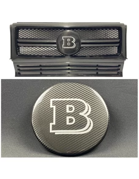  - Logos & Emblems - Carbon fiber front grille grey badge emblem logo Brabus for Mercedes-Benz G-Wagon G-Class W463 - 12 - Buy t