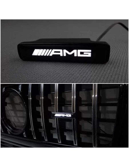  - logo & Emblems - AMG LED Kühlergrill weißes Emblem Logo für Mercedes W463 G Wagon - 1 - Rüsten Sie Ihren Mercedes-Benz W463 G