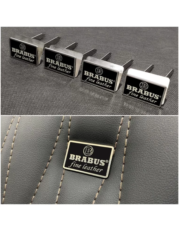  - logo & Emblems - Ensemble d'écussons de siège en cuir fin métallisé Brabus noir pour Mercedes-Benz Classe G W463 - 1 - Rehaus