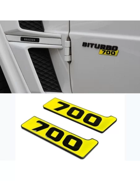  - logo & Emblems - Metaliczne plakietki z logo Brabus Biturbo 700 na żółte błotniki dla Mercedes-Benz W463 G-Class - 2 - Ulepsz