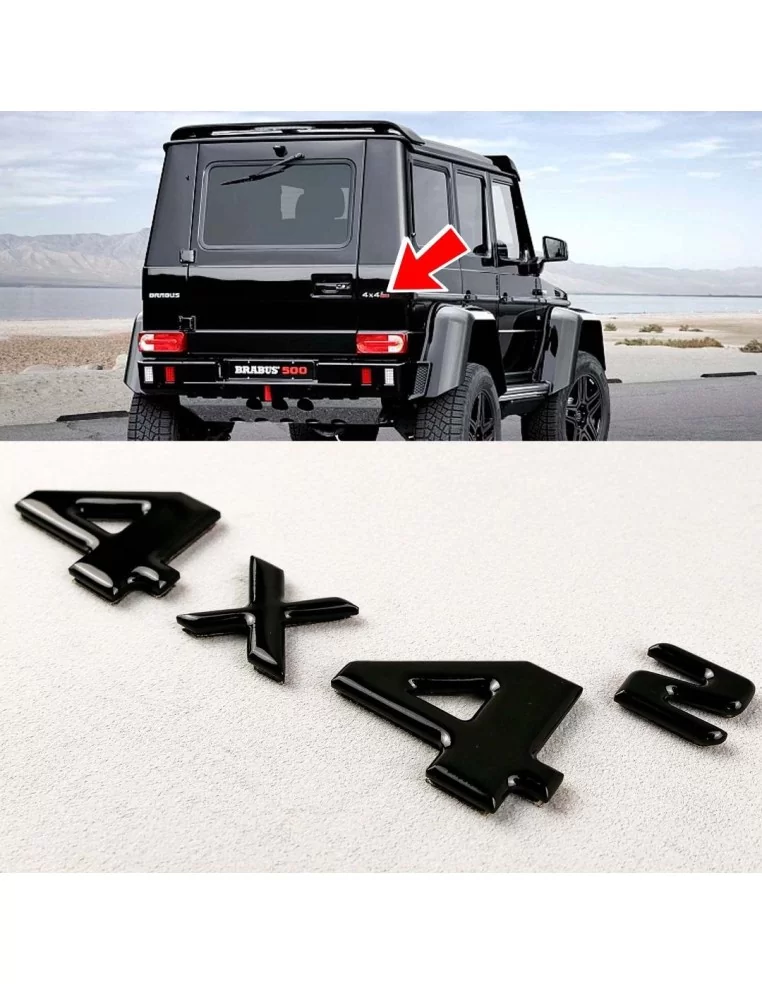  - logo & Emblems - Schwarz 4x4 Quadratisches Abzeichen Kofferraum Emblem Aufkleber Metallic 4 Stück für Mercedes G Wagon W463 4