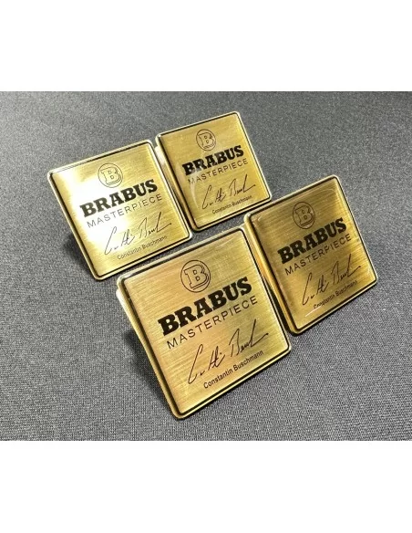  - logo & Emblems - Set di emblemi e stemmi per sedili in oro metallizzato Brabus Masterpiece Gold per Mercedes-Benz Classe G W4