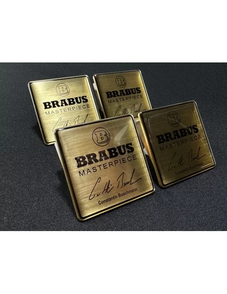  - logo & Emblems - Set di emblemi e stemmi per sedili in oro metallizzato Brabus Masterpiece Gold per Mercedes-Benz Classe G W4