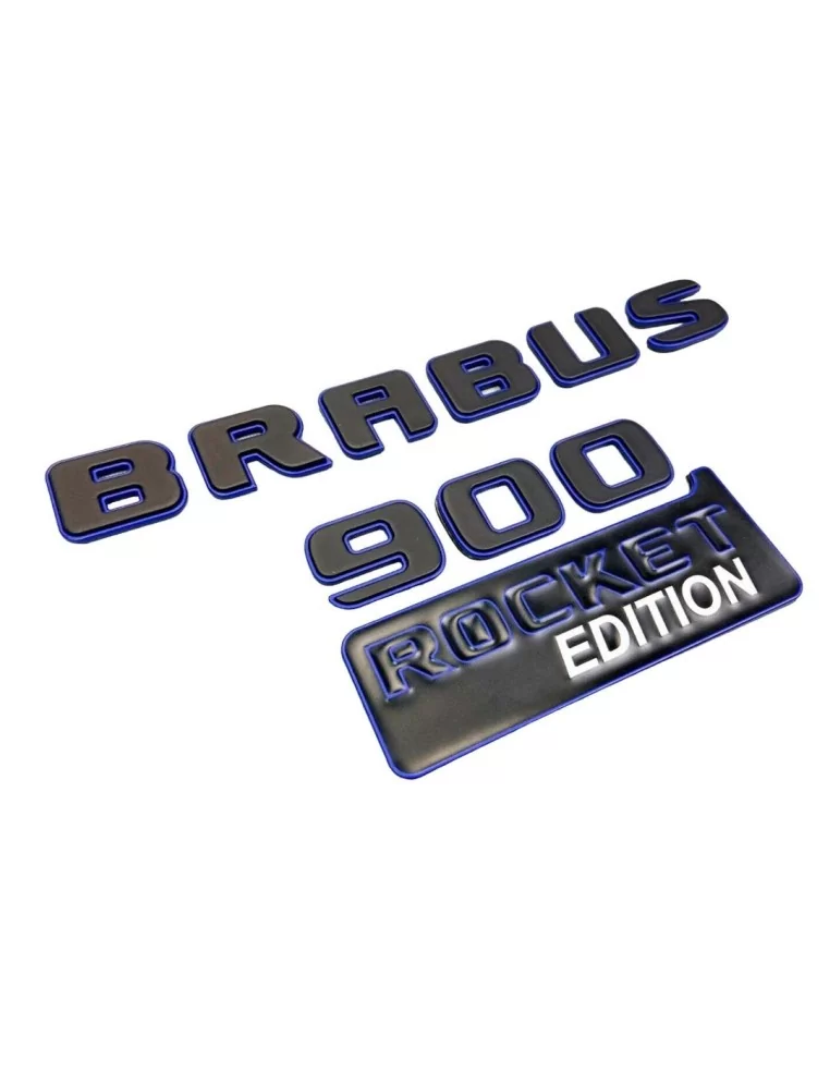  - logo & Emblems - Zestaw metalowych emblematów Brabus 900 ROCKET w kolorze niebieskim dla Mercedes-Benz Klasy G W463A W464 - 1