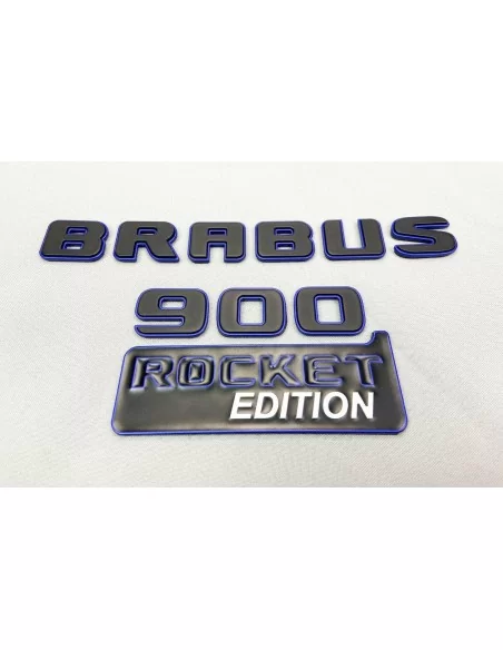  - logo & Emblems - Zestaw metalowych emblematów Brabus 900 ROCKET w kolorze niebieskim dla Mercedes-Benz Klasy G W463A W464 - 2