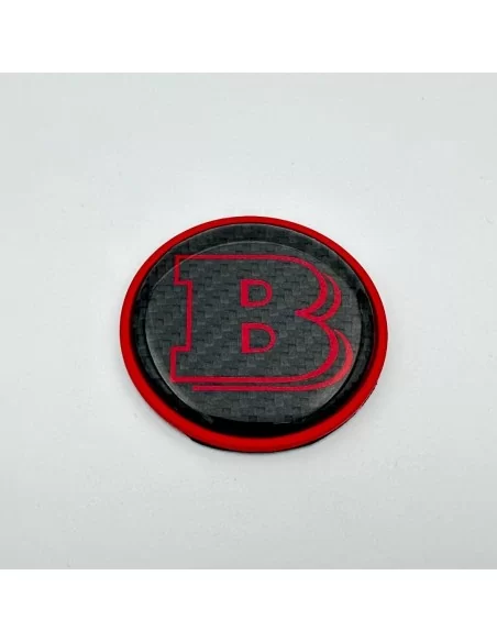  - Logos & Emblems - 2-component red metallic carbon Brabus logo emblem hood scoop Mercedes W463A W464 - 1 - Buy the 2-component