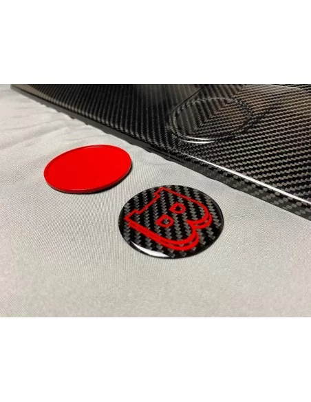  - logo & Emblems - Emblema Brabus de carbono metalizado rojo de 2 componentes para capó Mercedes W463A W464 - 4 - Compre el emb