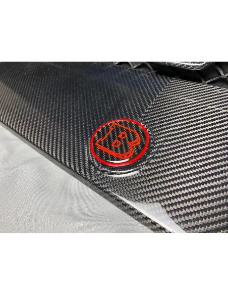  - Logos & Emblems - 2-component red metallic carbon Brabus logo emblem hood scoop Mercedes W463A W464 - 6 - Buy the 2-component