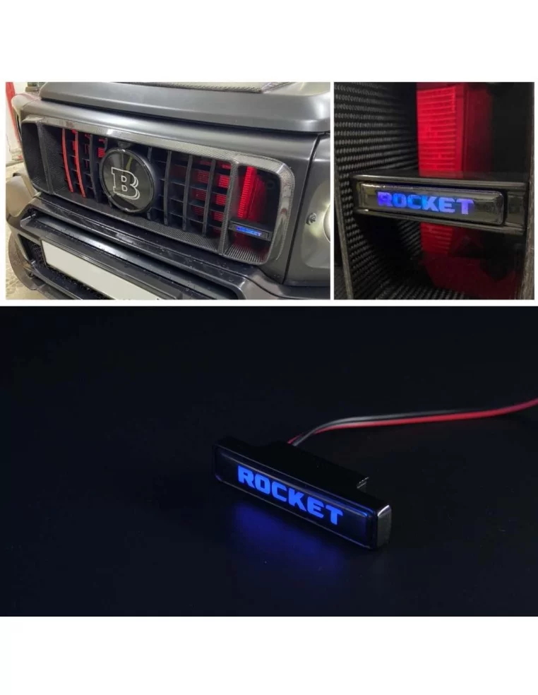  - Logos & Emblems - Brabus ROCKET LED grille BLUE badge emblem logo for Mercedes-Benz W463A W464 G-Class - 1 - Enhance your Mer