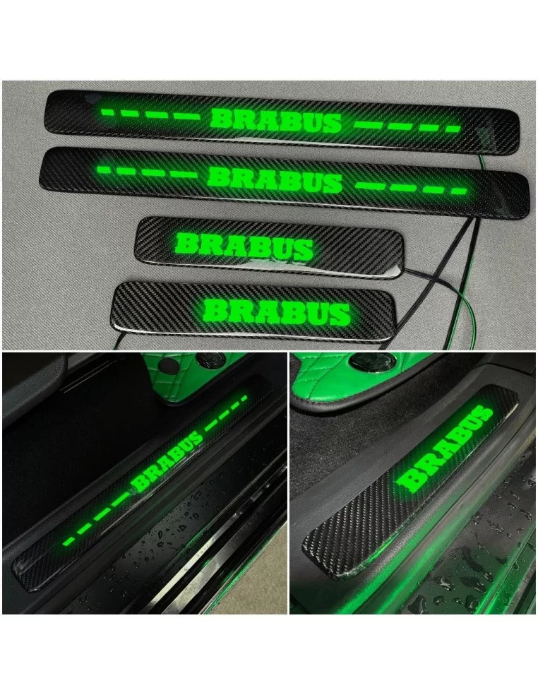  - Mercedes-Benz - Carbon fiber Brabus LED GREEN Illuminated Door Sills 4 pcs for Mercedes-Benz W463A W464 G-Class - 1 - Enhance