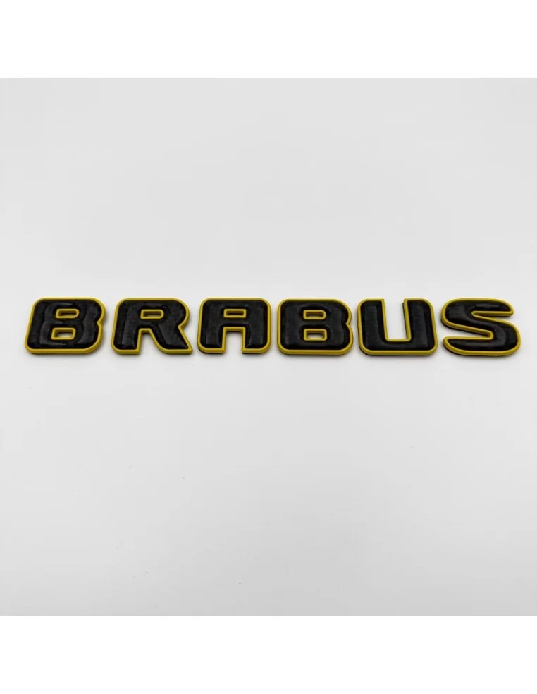  - logo & Emblems - Zestaw żółtych emblematów Brabus w kolorze metalicznym z włóknem węglowym dla Mercedes-Benz Klasy G W463A W4