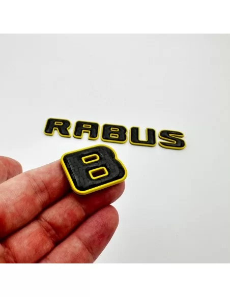  - Logos & Emblems - Metallic with carbon fiber Brabus yellow emblems badges set for Mercedes-Benz G-Class W463A W464 - 4 - Buy 