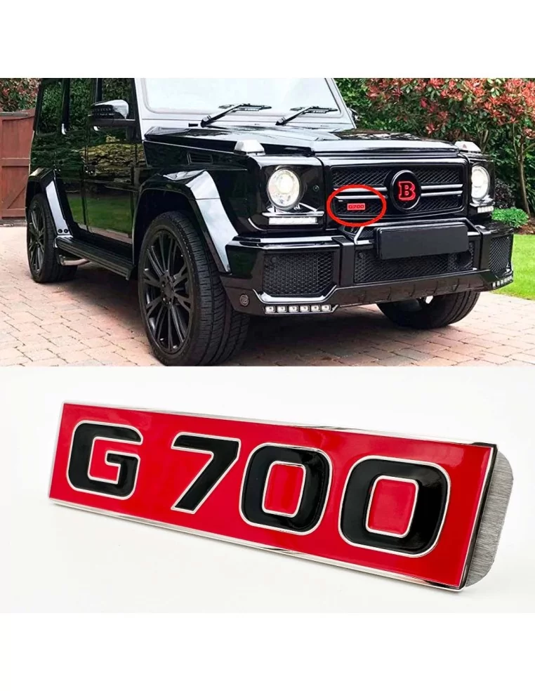  - logo & Emblems - Emblema rosso G700 metallizzato per griglia anteriore Mercedes-Benz Classe G W463 - 1 - Acquista l'emblema r