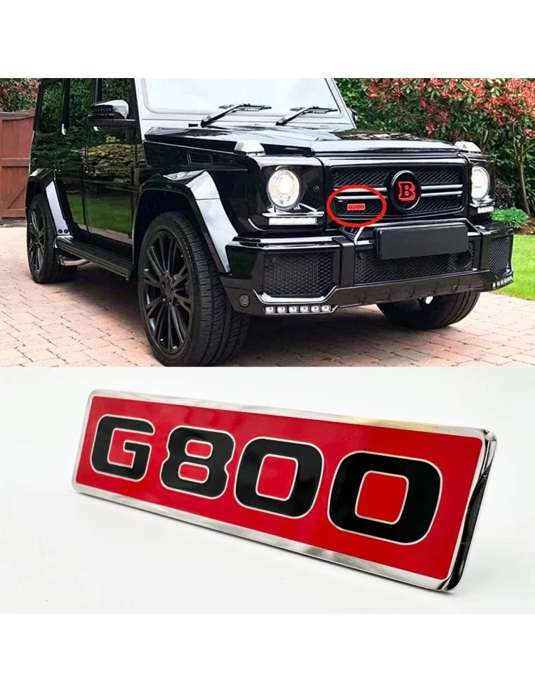  - logo & Emblems - Emblema rosso G800 metallizzato per griglia anteriore Mercedes-Benz Classe G W463 - 1 - Acquista l'emblema r