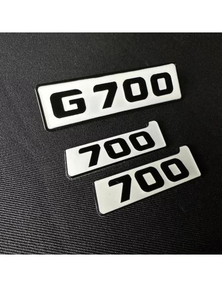  - Logos & Emblems - Metallic White Emblems Mercedes G700 front grille Brabus BITURBO 700 Side Plate logo badges G-Class W463 - 