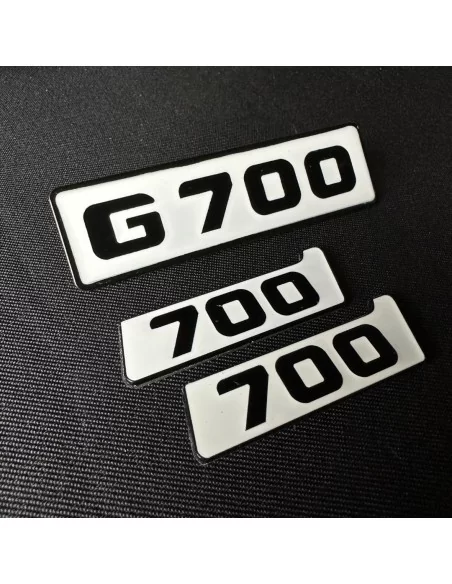  - Logos & Emblems - Metallic White Emblems Mercedes G700 front grille Brabus BITURBO 700 Side Plate logo badges G-Class W463 - 