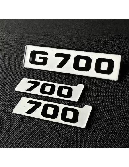  - Logos & Emblems - Metallic White Emblems Mercedes G700 front grille Brabus BITURBO 700 Side Plate logo badges G-Class W463 - 