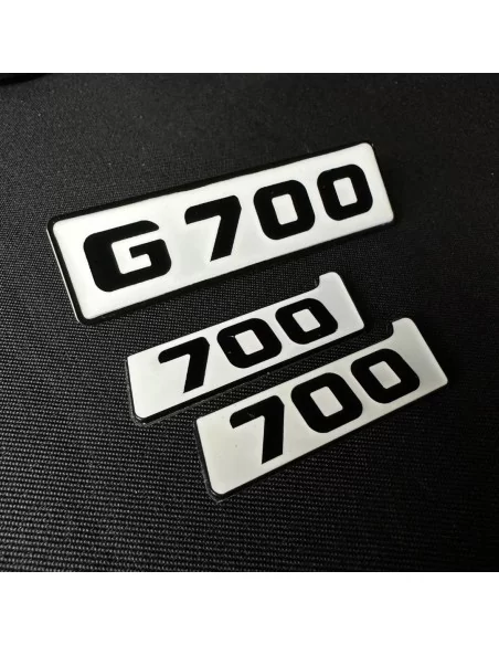  - Logos & Emblems - Metallic White Emblems Mercedes G700 front grille Brabus BITURBO 700 Side Plate logo badges G-Class W463 - 