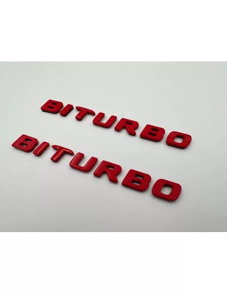  - logo & Emblems - Rot Metallic Brabus BITURBO Seitliche Logoplakette für Mercedes-Benz W463A W464 G-Klasse - 2 - Veredeln Sie 