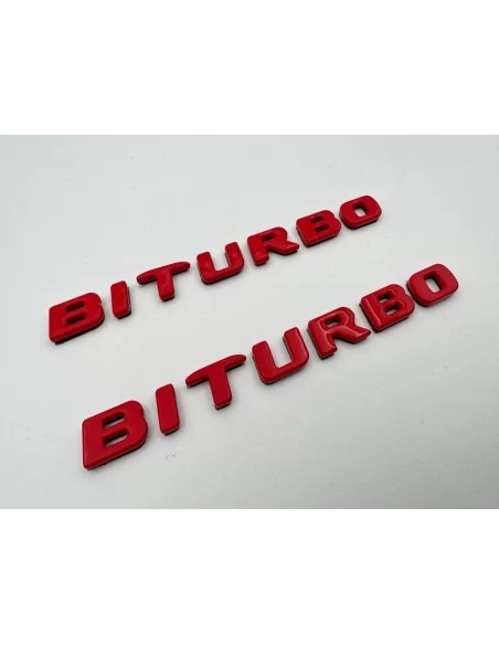  - logo & Emblems - Rot Metallic Brabus BITURBO Seitliche Logoplakette für Mercedes-Benz W463A W464 G-Klasse - 4 - Veredeln Sie 