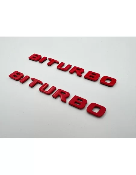  - logo & Emblems - Rot Metallic Brabus BITURBO Seitliche Logoplakette für Mercedes-Benz W463A W464 G-Klasse - 5 - Veredeln Sie 