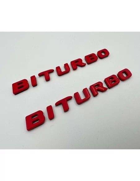  - logo & Emblems - Rot Metallic Brabus BITURBO Seitliche Logoplakette für Mercedes-Benz W463A W464 G-Klasse - 6 - Veredeln Sie 