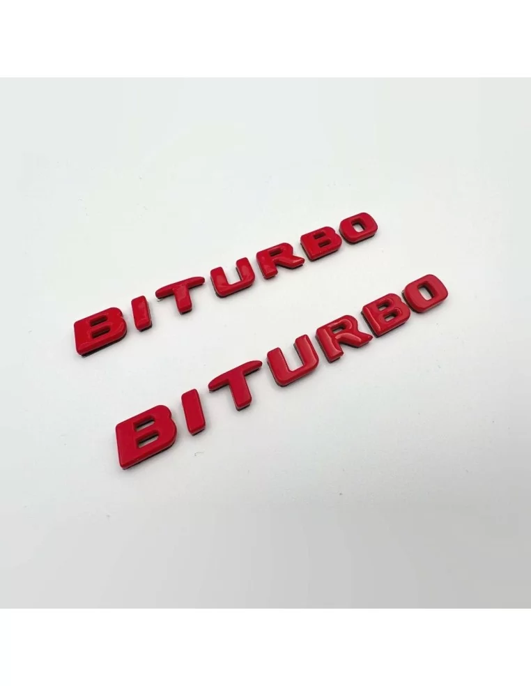  - Logos & Emblems - Red Metallic Brabus BITURBO Side logo badge set for Mercedes-Benz W463 G-Class - 1 - Enhance your Mercedes-