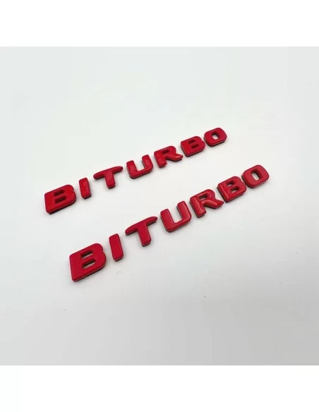  - Logos & Emblems - Red Metallic Brabus BITURBO Side logo badge set for Mercedes-Benz W463 G-Class - 1 - Enhance your Mercedes-