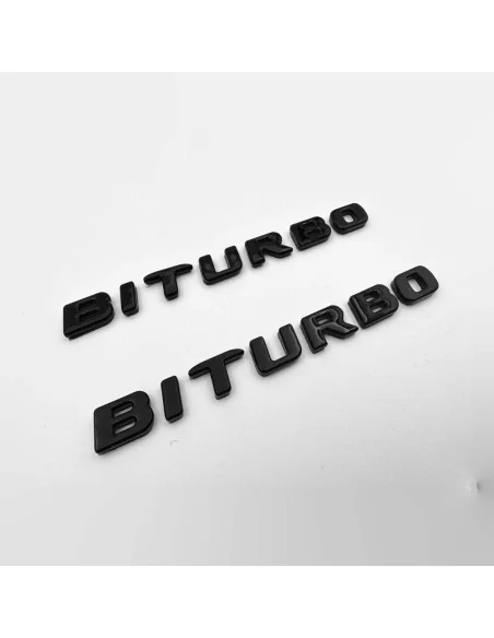  - Logos & Emblems - Black Metallic Brabus BITURBO Side logo badge set for Mercedes-Benz - 1 - Elevate your Mercedes-Benz style 