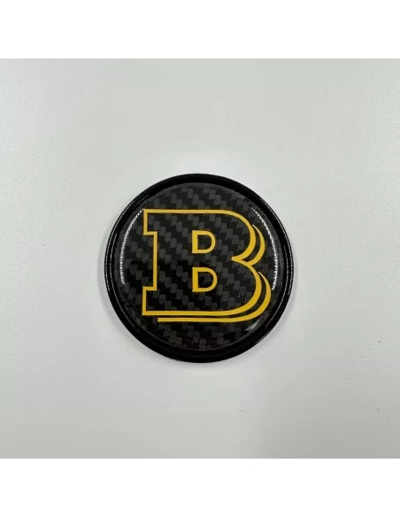  - Logos & Emblems - 2-component Metallic Carbon Yellow Brabus Badge Logo Hood Scoop Mercedes W463a W464 G-Class - 1 - Enhance y