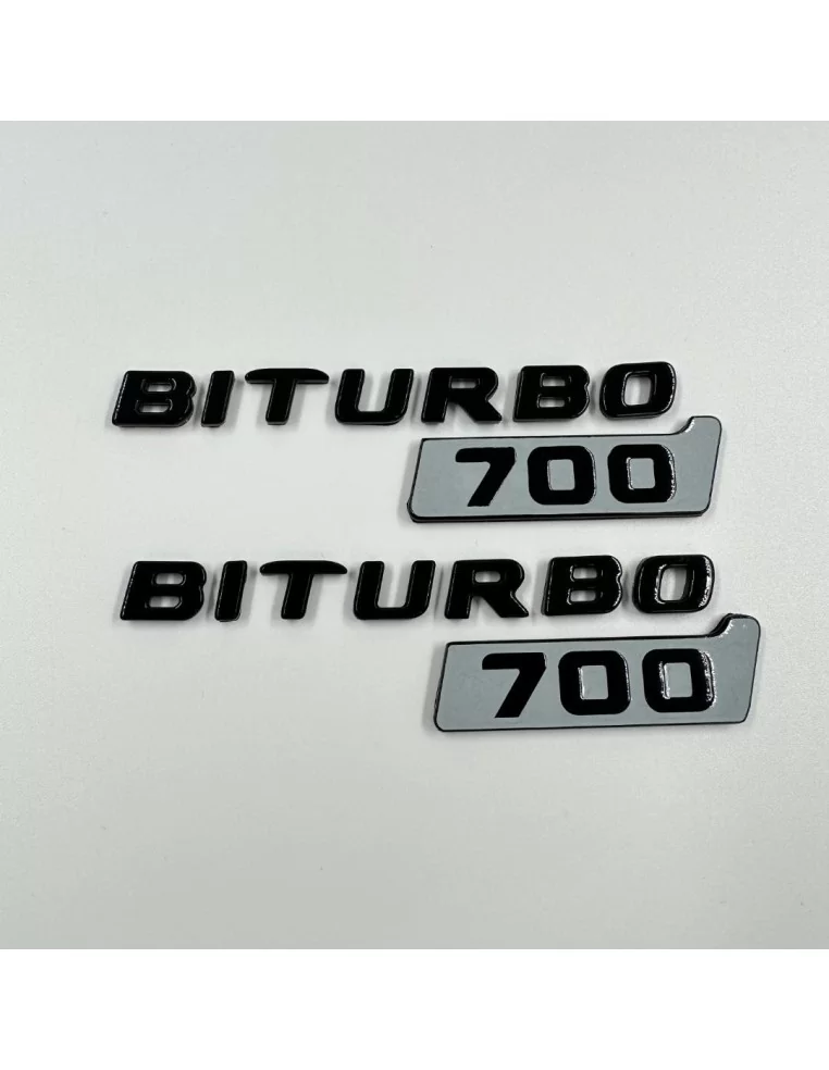  - logo & Emblems - Gris metalizado Brabus 700 Biturbo placa lateral insignias logotipo conjunto Mercedes W463A W464 Clase G - 1