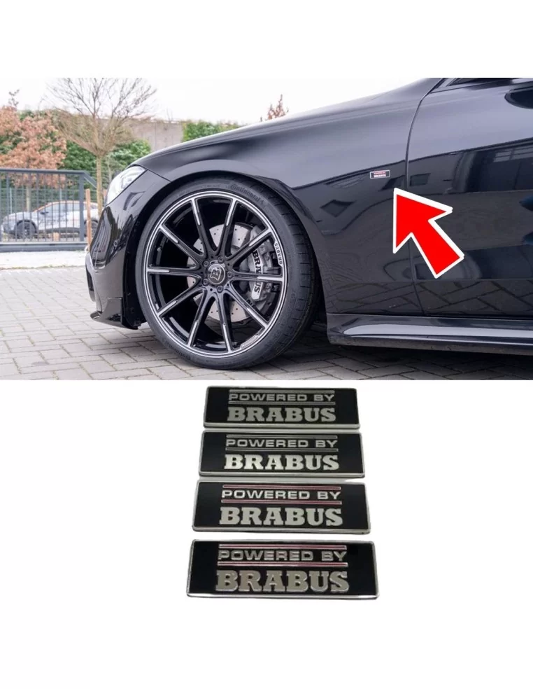  - logo & Emblems - Jeu d'emblèmes d'ailes métalliques POWERED BY BRABUS pour Mercedes-Benz W223 - 1 - Achetez le set d'emblèmes